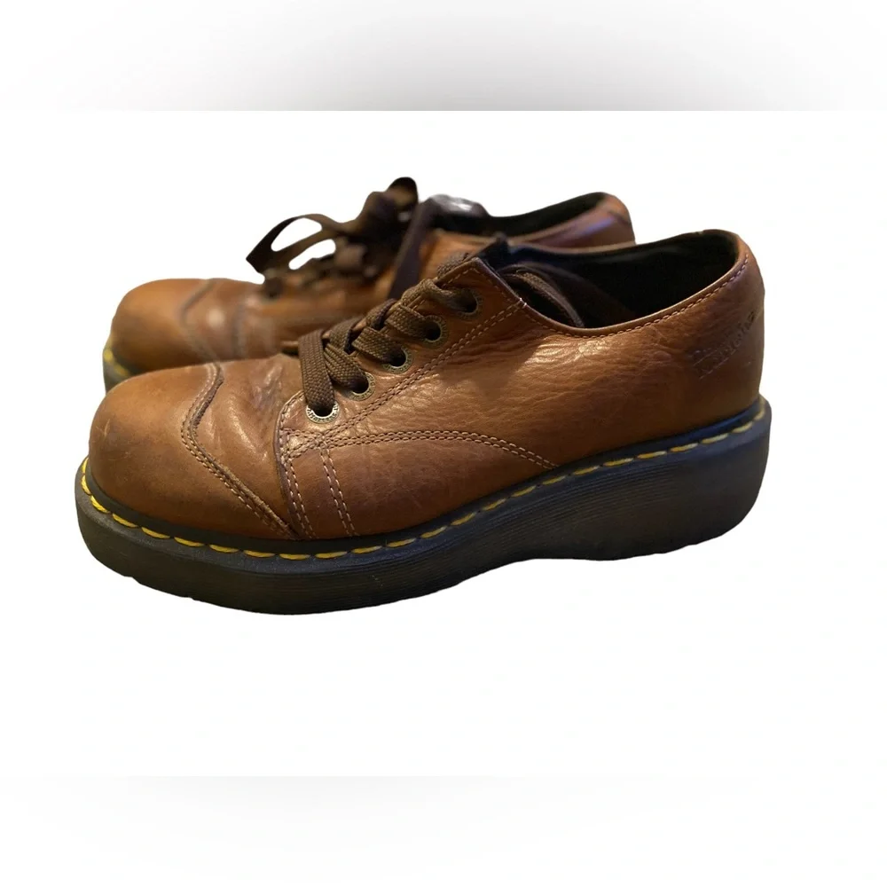 Dr. Martens Chestnut Leather Platform Shoes - Picture 3 of 8